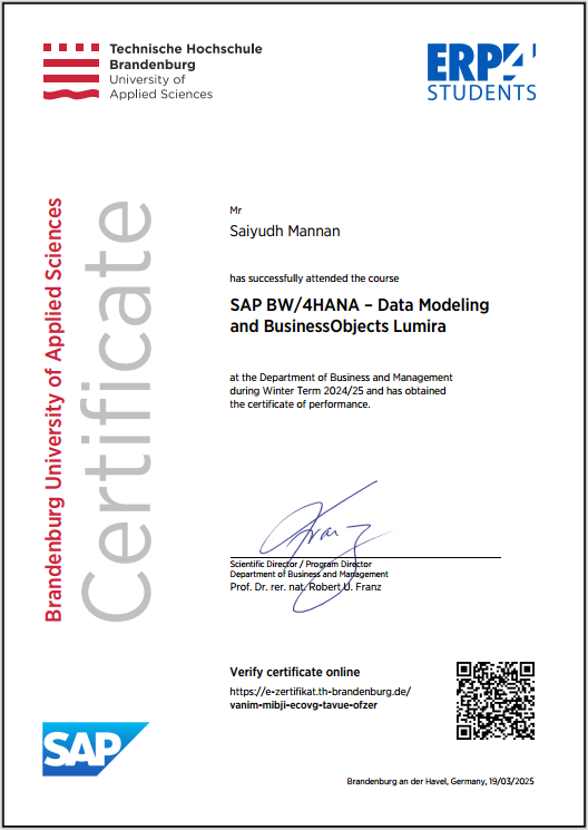 SAP BW/4HANA – Data Modeling & BusinessObjects Lumira